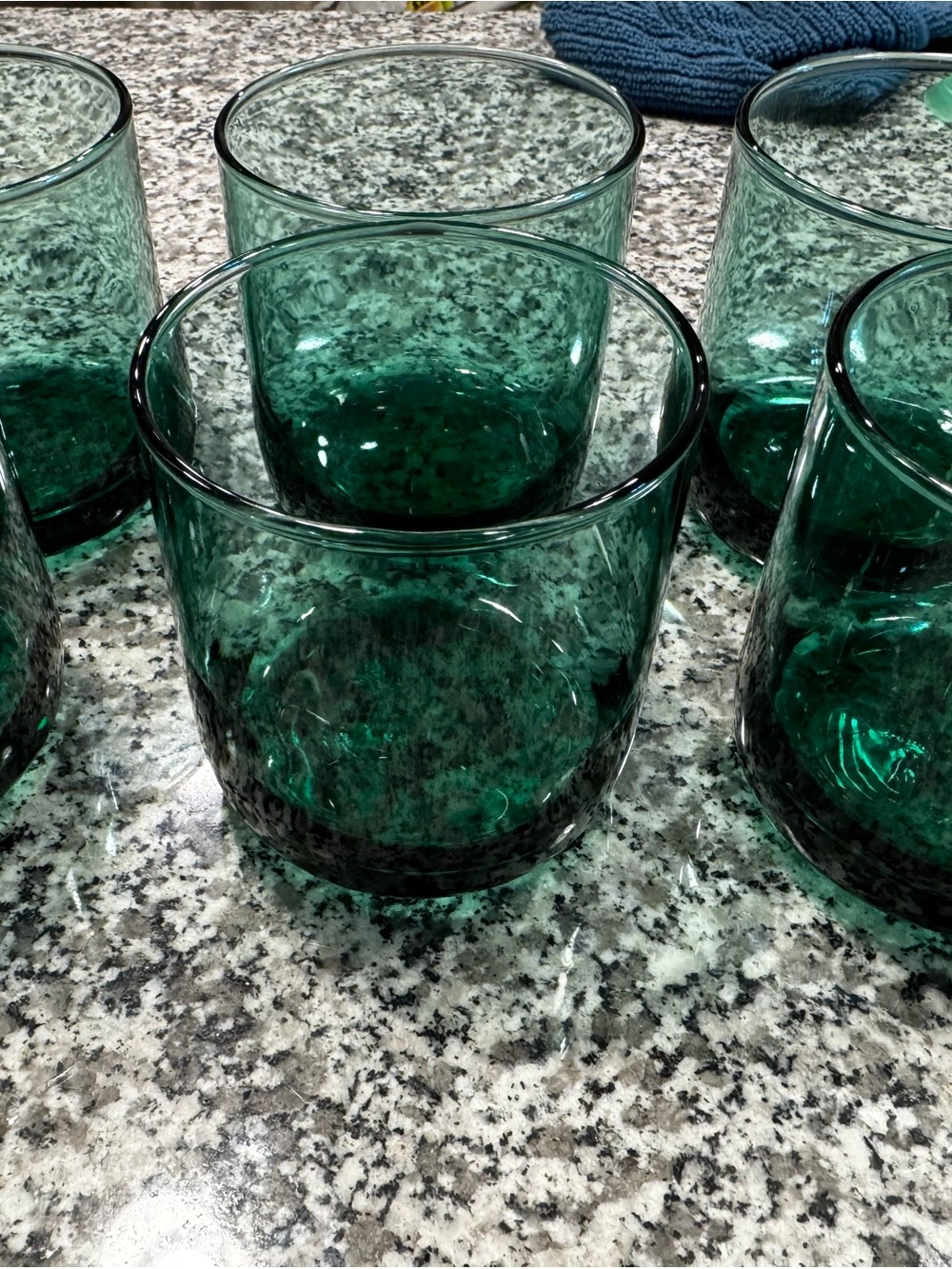 Set of 6 Emerald Green Glass Tumblers - Home Dining Drinkware - Picture 2 of 5